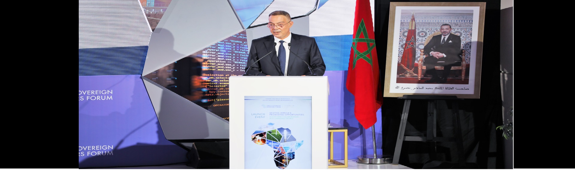 Lanzamiento de los trabajos del Foro Africano de Inversores Soberanos (ASIF): El Sr. Fouzi LEKJAA da lectura al Mensaje Real dirigido por Su Majestad el Rey Mohammed VI a los participantes