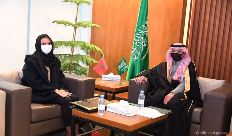 Rencontre de Madame Nadia FETTAH, Ministre de l’Economie et des Finances avec le ministre saoudien des Finances, M. Mohammed Bin Abdullah AL-JADAAN