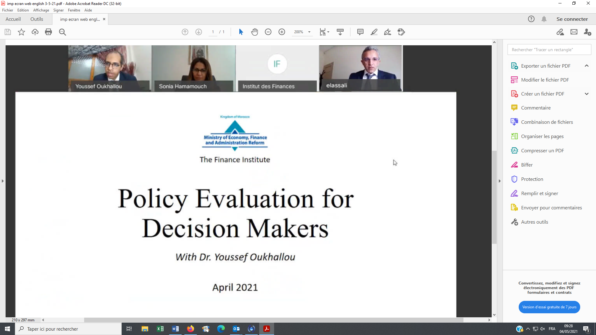  Webinar: “Policy Evaluation for Decision-makers” Hosted by Dr Youssef OUKHALLOU
