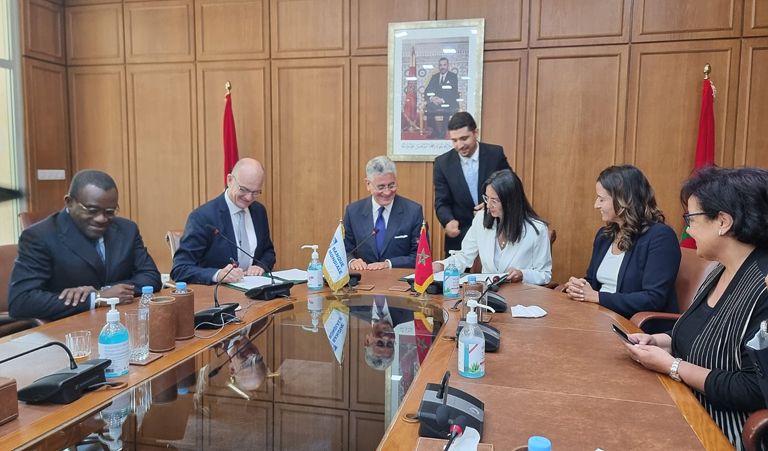 The Minister of Economy and Finance grants an interview to Mr. Ferid BELHAJ, Vice President for the MENA region at the World Bank, and signs a loan agreement for the North-East Economic Development Project