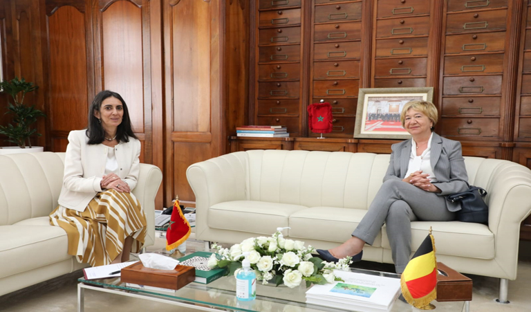 Rencontre de Madame Nadia FETTAH, Ministre de l’Economie et des Finances avec Madame Véronique PETIT, Ambassadeur Plénipotentiaire et Extraordinaire du Royaume de Belgique au Maroc